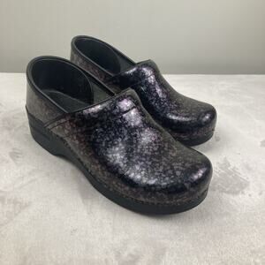 Dansko Professional Black Purple Metallic Clogs Women’s Size 40 9.5–10 Work Shoe